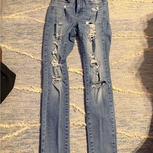 Distressed Blue Jeans